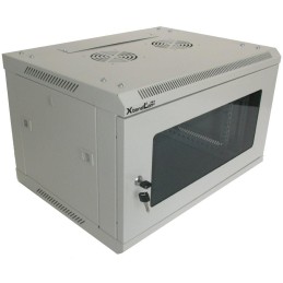 XtendLan 6U/600x450, na zeď, jednodílný, skleněné dveře, slonovina-šedý