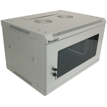 XtendLan 6U/600x450, na zeď, jednodílný, skleněné dveře, slonovina-šedý