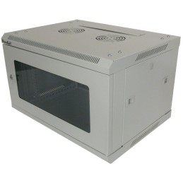 XtendLan 6U/600x450, na zeď, jednodílný, skleněné dveře, slonovina-šedý