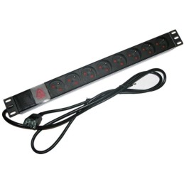 XtendLan 19"/1U rozvodný panel 8x 230V/10A, ČSN, vypínač, s přívodním kabelem k UPS IEC 320 C14