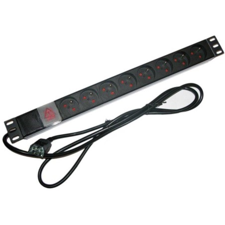 XtendLan 19"/1U rozvodný panel 8x 230V/10A, ČSN, vypínač, s přívodním kabelem k UPS IEC 320 C14