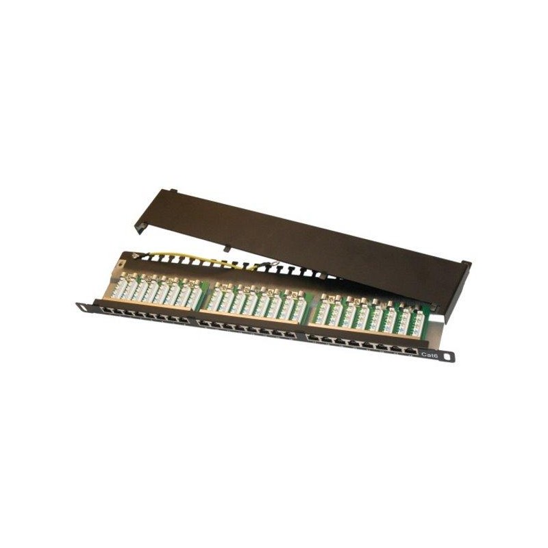 XtendLan Patch panel 19", 0.5U, 24 portů RJ-45, Cat6, stíněný, černý
