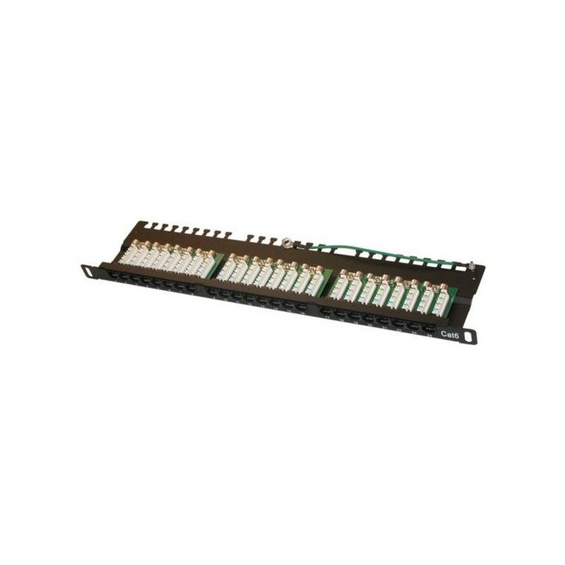 XtendLan Patch panel 19", 0.5U, 24 portů RJ-45, Cat6, černý, LSA