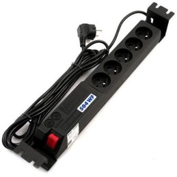 ACAR 19" rozvodný panel 5x 230V, ČSN, kabel 3m, přepěťová ochrana, filtr proti rušení, 2x pojistka, montáž do racku