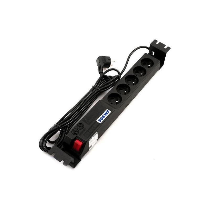 ACAR 19" rozvodný panel 5x 230V, ČSN, kabel 3m, přepěťová ochrana, filtr proti rušení, 2x pojistka, montáž do racku