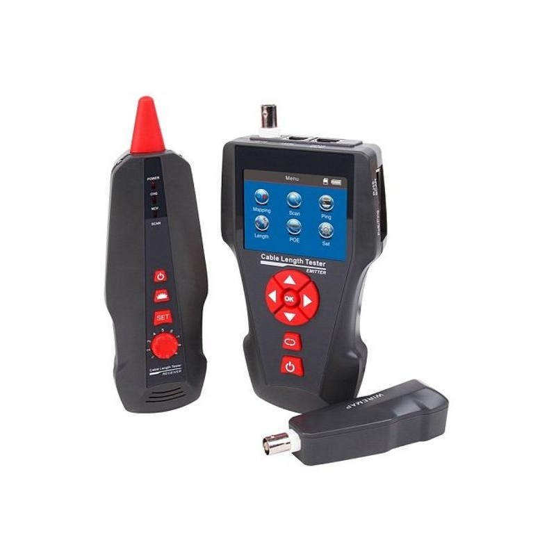 XtendLan Tester STP+PSTN+coax+USB, LCD displej, měření délky vedení, test PoE a PING, sonda