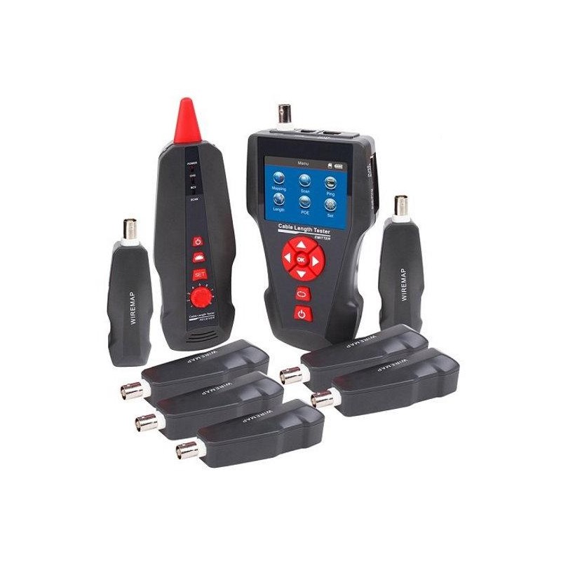 XtendLan Tester STP+PSTN+coax+USB, LCD displej, měření délky vedení, test PoE a PING, sonda+ 8x protismyčka