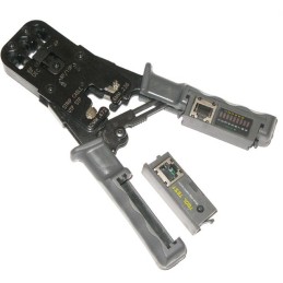 XtendLan Kleště krimpovací s testerem, LED indikace, ráčna, RJ45, RJ12, RJ11