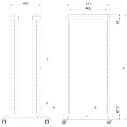 XtendLan 42U, otevřený rám dvojítý, šířka 600mm
