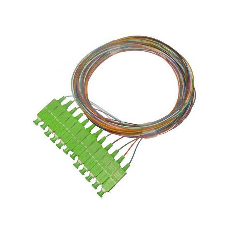 XtendLan FO pigtail SC/APC, 9/125, 0,9mm, 1m, LS0H, sada 12 pigtailů různé barvy, G.652d