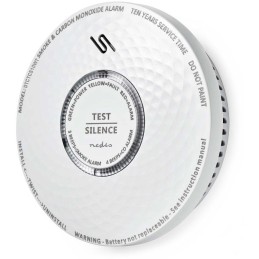 NEDIS detektor oxidu uhelnatého/ EN 14604 / EN 50291/ hlasitost 85 dB/ napájení z baterie/ životnost 10 let/ bílý