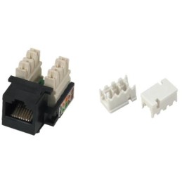 XtendLan Keystone jack RJ45, narážecí, CAT5e, UTP, s krytkami proti prachu, černý