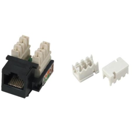 XtendLan Keystone jack RJ45, narážecí, CAT5e, UTP, s krytkami proti prachu, černý
