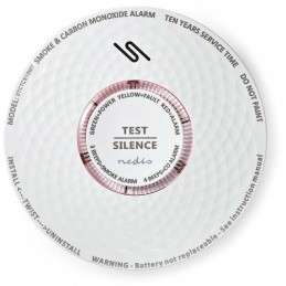NEDIS detektor oxidu uhelnatého/ EN 14604 / EN 50291/ hlasitost 85 dB/ napájení z baterie/ životnost 10 let/ bílý