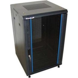 XtendLan 32U/600x800 stojanový, černý, skleněné dveře, perforovaná záda
