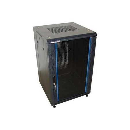 XtendLan 32U/600x800 stojanový, černý, skleněné dveře, perforovaná záda