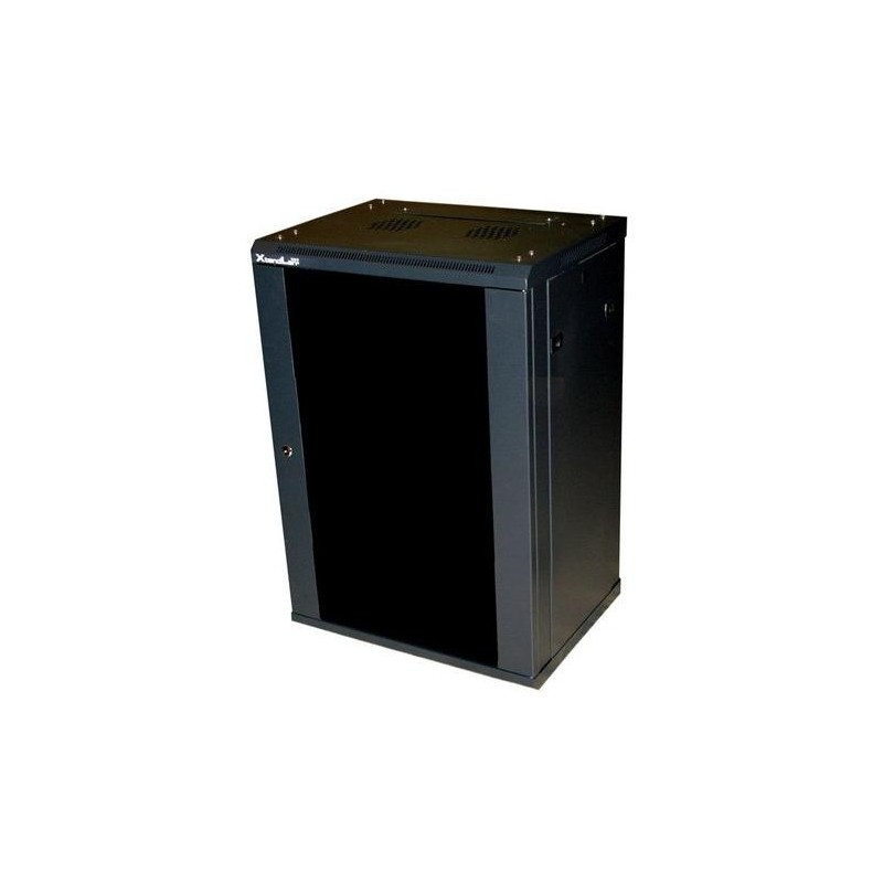 XtendLan 12U/600x450, na zeď, jednodílný, skleněné dveře černý