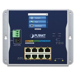 Planet WGS-5225-8P2SV plochý L3 switch, 8x1Gb, 2x2.5Gb SFP, PoE 30/240W, 48-56VDC, -20~70°C, IP30, fanless, touch LCD