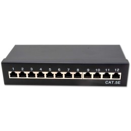 XtendLan Patch panel  s možností umístit do 10" racku, 12 portů, 1U, Cat5e, STP, LSA, s krytem, černý