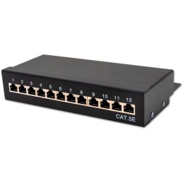XtendLan Patch panel  s možností umístit do 10" racku, 12 portů, 1U, Cat5e, STP, LSA, s krytem, černý