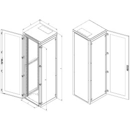 Triton 19' rozvaděč stojanový 27U/600x600 IP54,2-bod.z.,pro mon.chl.j.RAL7035
