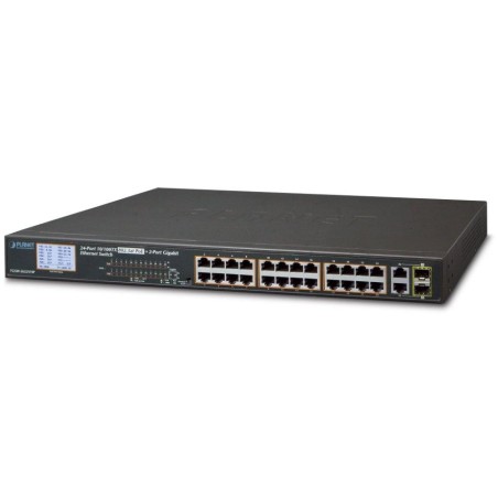 Planet FGSW-2622VHP PoE switch, 24x100Mb + 2x1Gb/SFP, LCD, VLAN, PoE 802.3at 30/300W