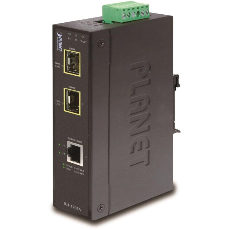 Planet IGT-1205AT, konvertor 1x 1000Base-T, 2x SFP 100/1000Base-X, -40 až +75C, EFT+ESD