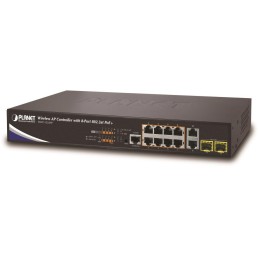 Planet WAPC-1232HP, WLAN kontrolér pro 32x AP, 10x LAN/8x POE, 2x SFP, Web/SNMP, L2/L3, VLAN, ACL, IGMP