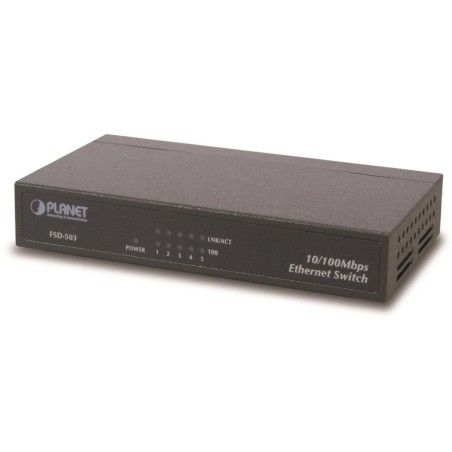 Planet FSD-503 switch 5x 10/100Base-TX, 10", kov, fanless