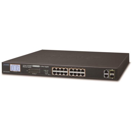 Planet FGSW-1822VHP PoE switch, 16x100,2x1000-TP/SFP, LCD, VLAN, IEEE 802.3at300W