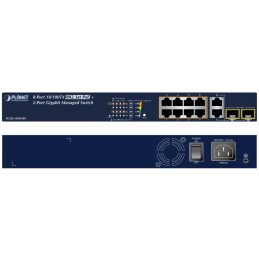 Planet FGSD-1008HPS L2 switch, 8x100Mb, 2x1Gb SFP, 8x PoE 802.3at 125W