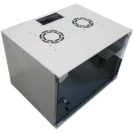 XtendLan 7U/520x400, na zeď, jednodílný, rozložený, skleněné dveře, šedý