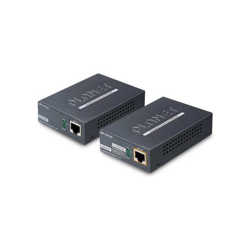 Planet LRP-101U-KIT, UTP PoE extender 10/100Base-TX, IEEE802.3at-30W,EFT+ESD, dosah 500m, -20 až 70°C