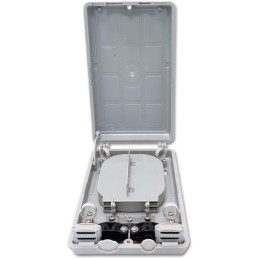 XtendLan plastový rozvaděč pro 12 svarů, 12 pigtailů, 2 kabelové porty, odklopná dvířka