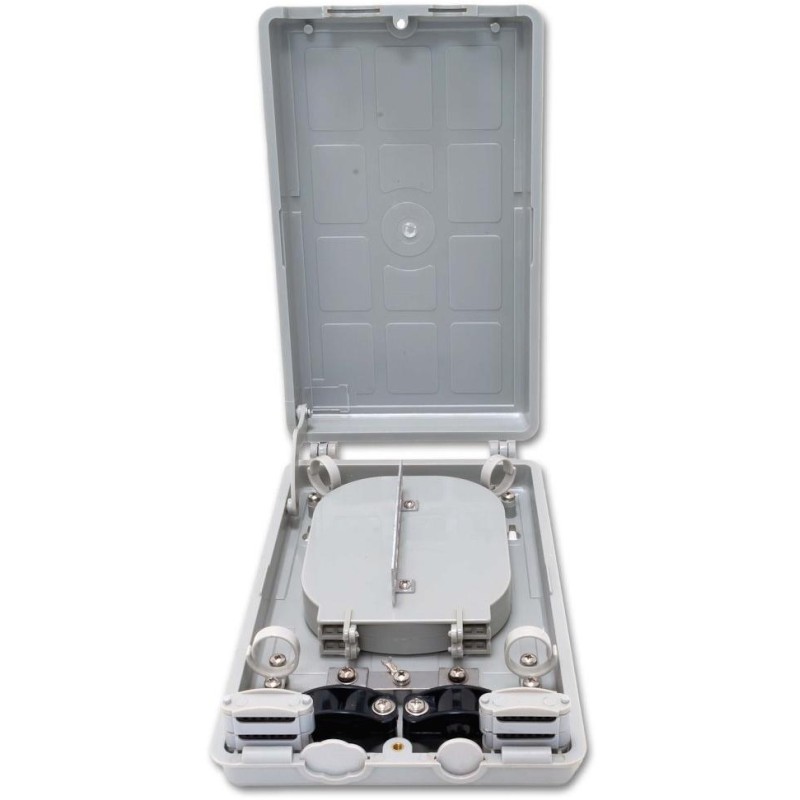 XtendLan plastový rozvaděč pro 12 svarů, 12 pigtailů, 2 kabelové porty, odklopná dvířka