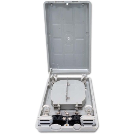 XtendLan plastový rozvaděč pro 12 svarů, 12 pigtailů, 2 kabelové porty, odklopná dvířka