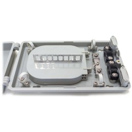 XtendLan plastový rozvaděč pro 12 svarů, 12 pigtailů, 2 kabelové porty, odklopná dvířka