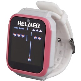HELMER dětské chytré hodinky KW 801/ 1.54" TFT/ dotykový display/ foto/ video/ 6 her/ micro SD/ čeština/ růžovo-bílé