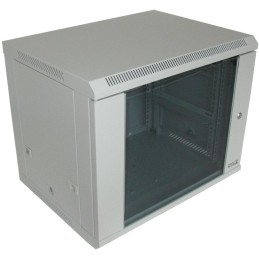 XtendLan 9U/600x450, na zeď, jednodílný, skleněné dveře, šedý
