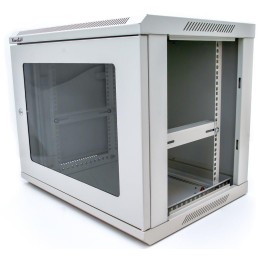 XtendLan 9U/600x450, na zeď, jednodílný, skleněné dveře, šedý