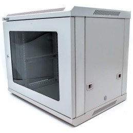 XtendLan 9U/600x450, na zeď, jednodílný, skleněné dveře, šedý