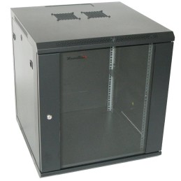 XtendLan 12U/600x600, na zeď, jednodílný, rozložený, skleněné dveře, černý