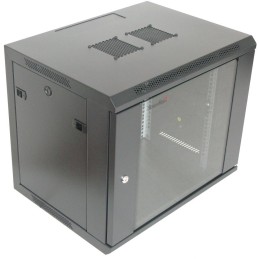 XtendLan 9U/600x450, na zeď, jednodílný, skleněné dveře, černý