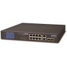 Przełącznik PoE Planet GSD-1222VHP, 8x PoE + 2x 1000Base-T + 2x SFP, LCD, VLAN, tryb rozszerzenia 10Mb do 250m, IEEE 802.3at 120