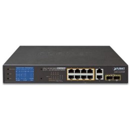 Planet GSD-1222VHP PoE switch, 8x PoE + 2x 1000Base-T + 2x SFP, LCD,VLAN, extend mód 10Mb do 250m, IEEE 802.3at 120W