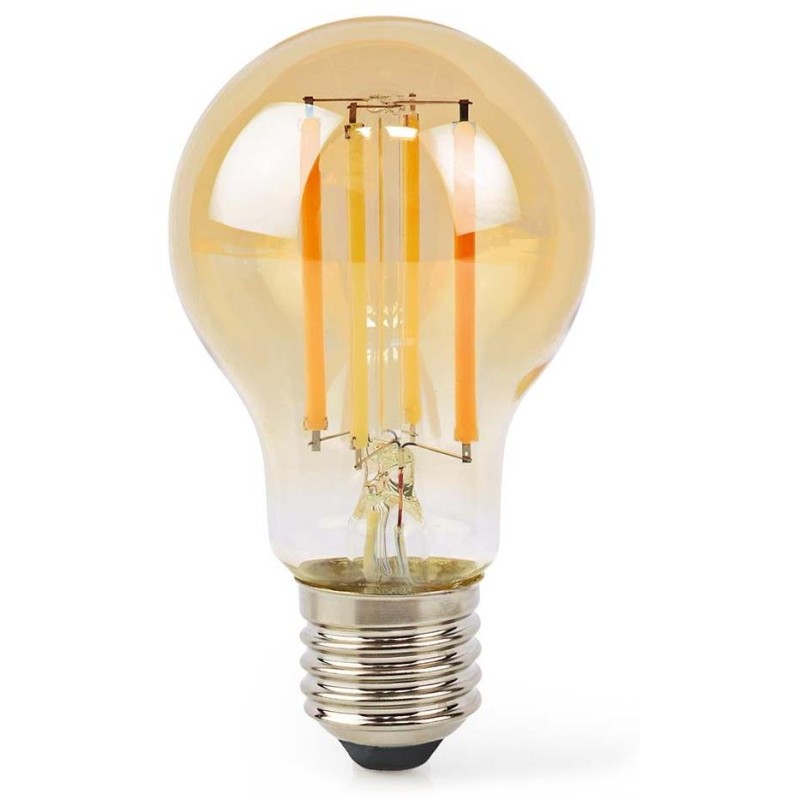 NEDIS Wi-Fi chytrá LED žárovka s vláknem/ E27/ A60/ 7W/ 806lm/ teplá bílá/ 1800 - 3000K/ sklo/ zlatá