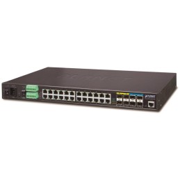 Planet IGS-6325-20T4C4X průmyslový L3 switch, 20x1Gb, 4x1Gb SFP, 4x10Gb SFP+, 2x power-in, -40~75°C, IP30, fanless