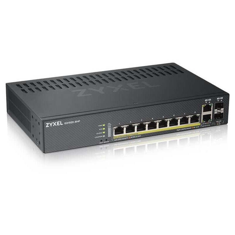 Zyxel GS1920-8HPv2  10 Port Smart Managed Switch 8x Gigabit Copper and 2x Gigabit dual pers., hybird mode, standalone or