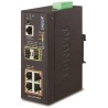 Planet IGS-5225-4P2S priemyselný L3 switch, 4x1Gb, 2x1Gb SFP, 4x PoE 802.3at 144W, dual 48-56VDC, -40~75, IP40