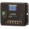 Planet WGR-500-4PV, industrieller PoE-Router, 1xWAN+4xLAN 1Gbps, PoE 802.3at 120W, DIN, dual 48-56VDC, -10 bis 60°C, Touch-LCD